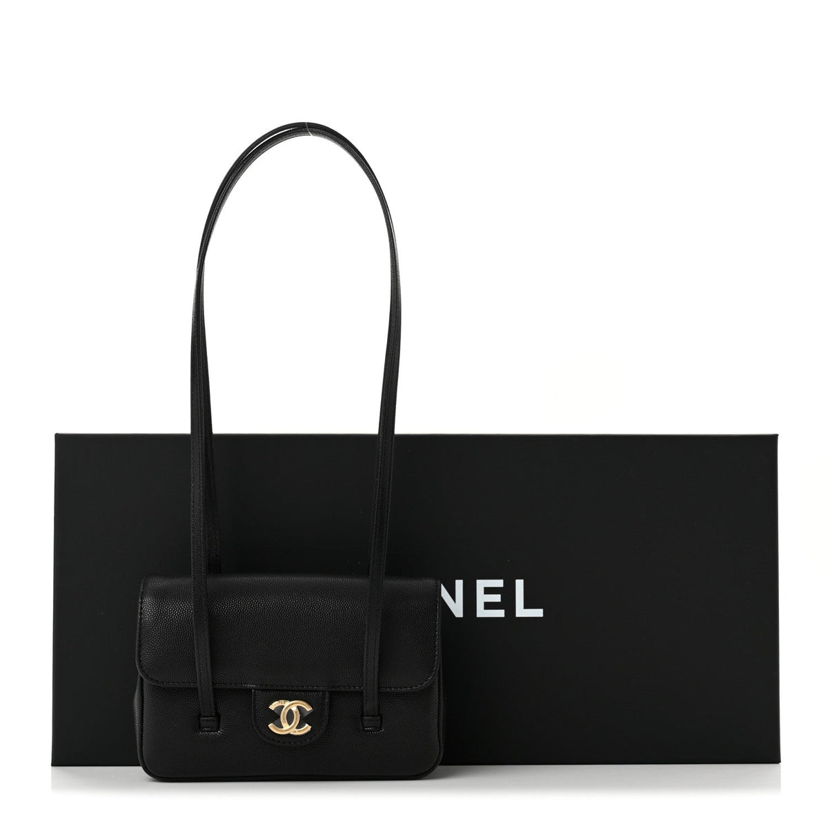 Mini Caviar Shoulder Bag - Black