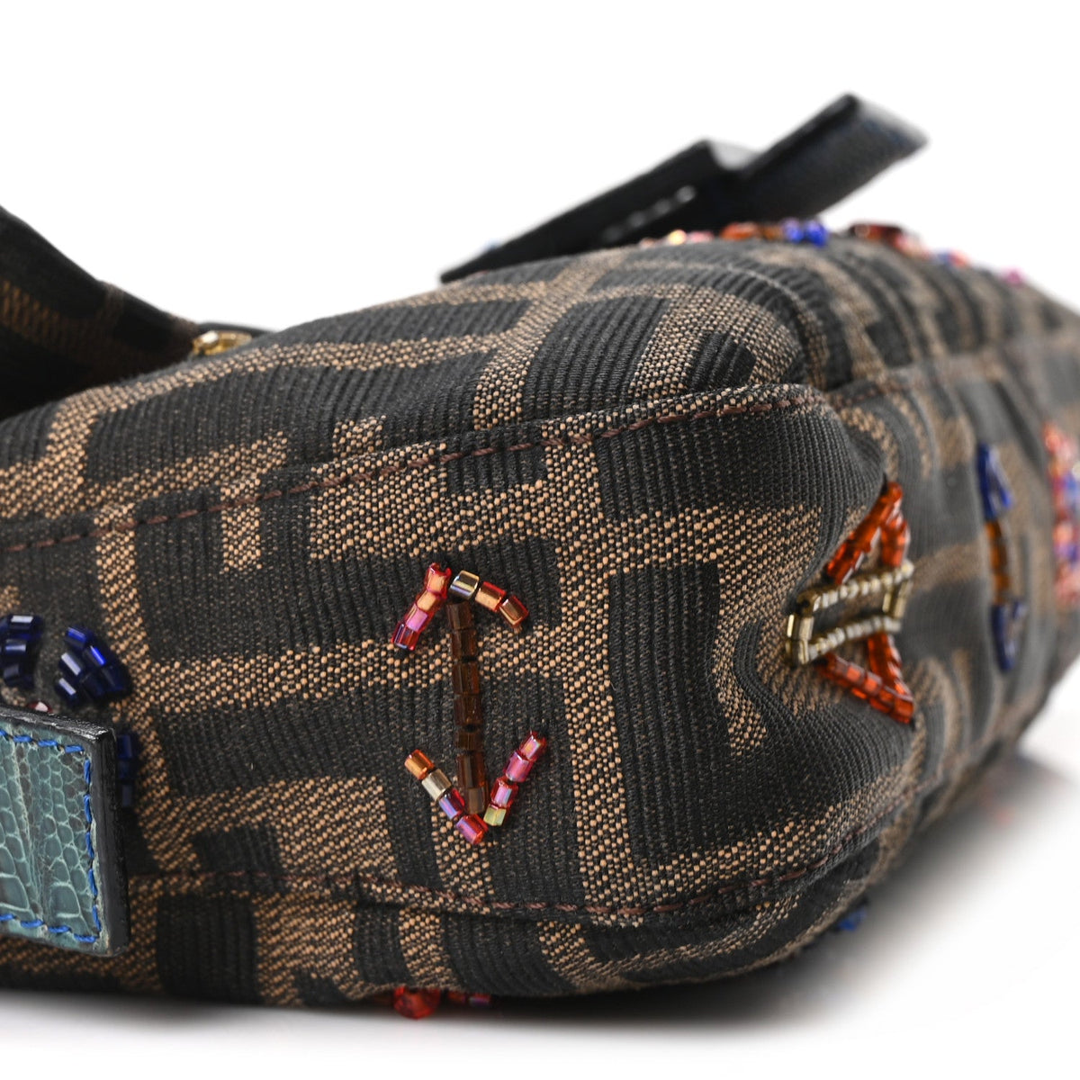 Lizard Zucca Crystal Beaded Baguette Tob Handbag