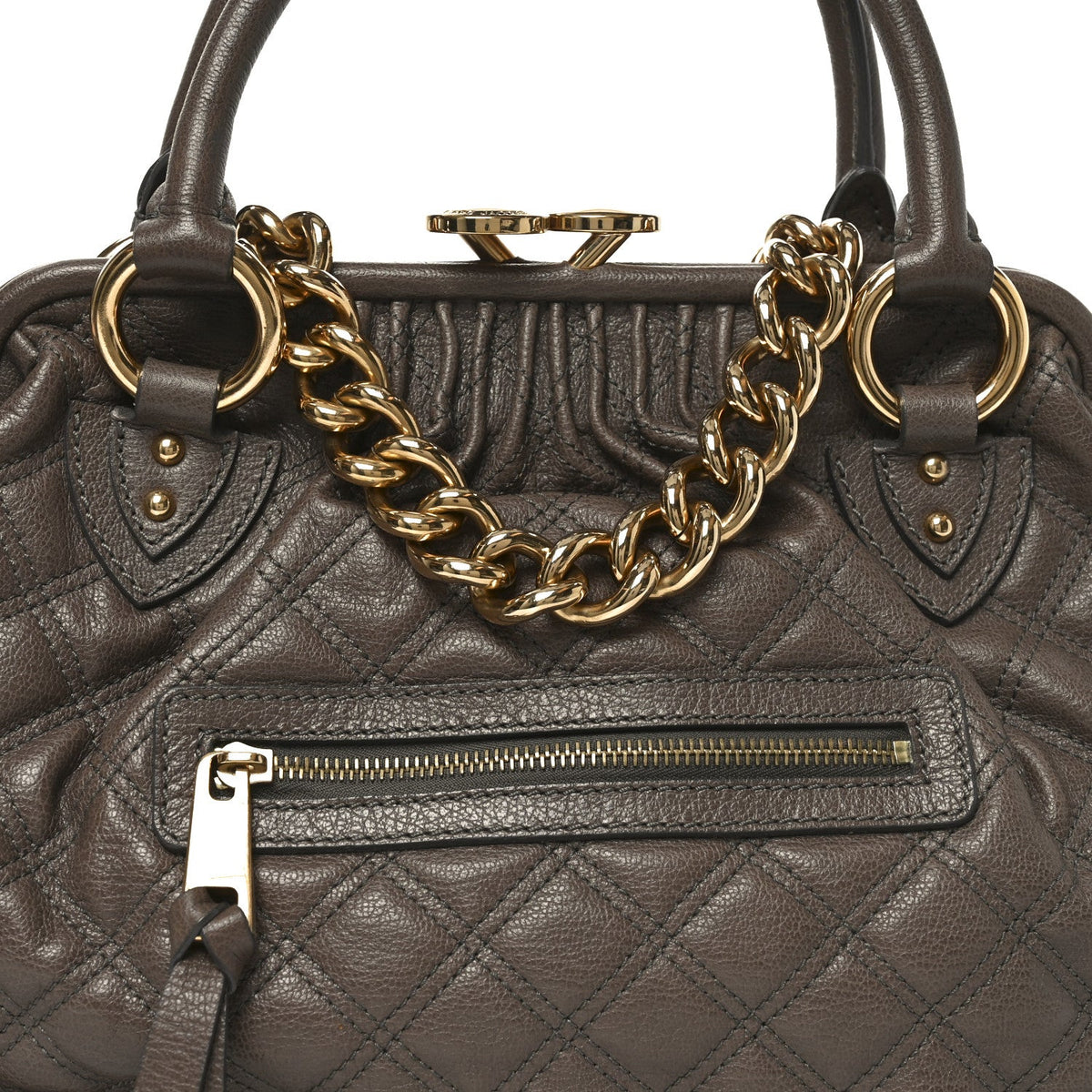 Quilted Calfskin Handbag - Brown