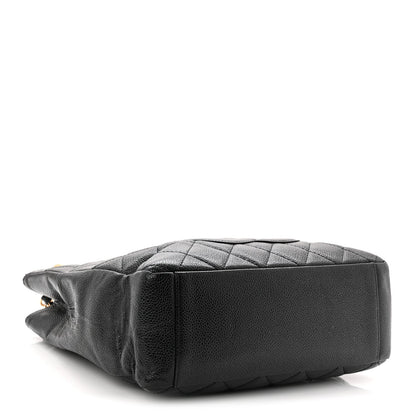 Quilted Caviar Tote Bag - Black