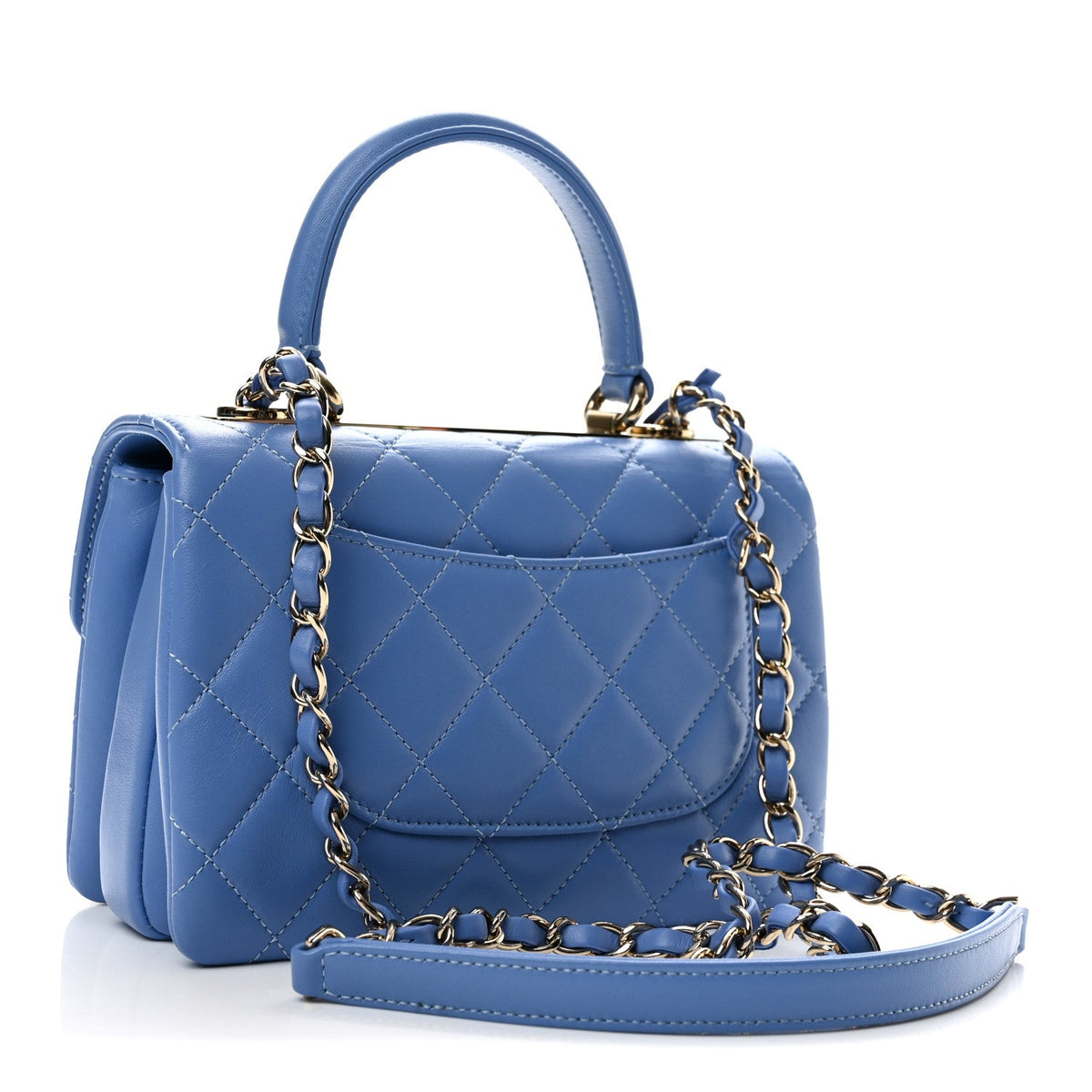 Mini Quilted Lambskin Flap Shoulder Bag - Light Blue
