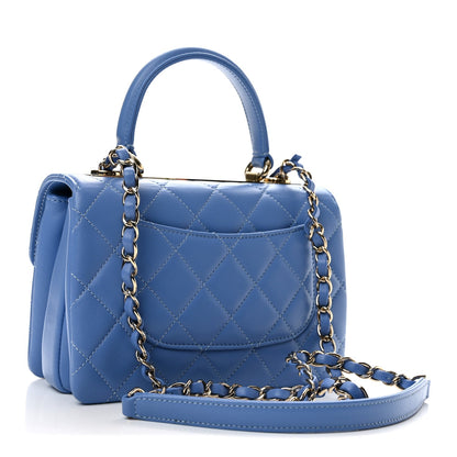 Mini Quilted Lambskin Flap Shoulder Bag - Light Blue