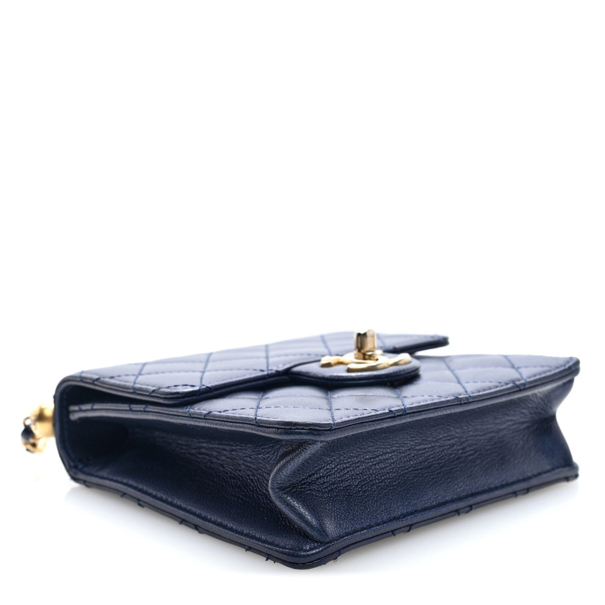 Quilted Lambskin Flap Shoulder Bag - Blue