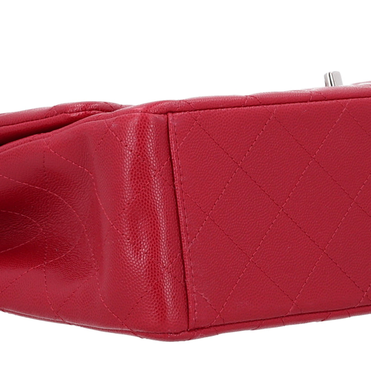 Maxi Quilted Caviar Flap Shoulder Bag - Red