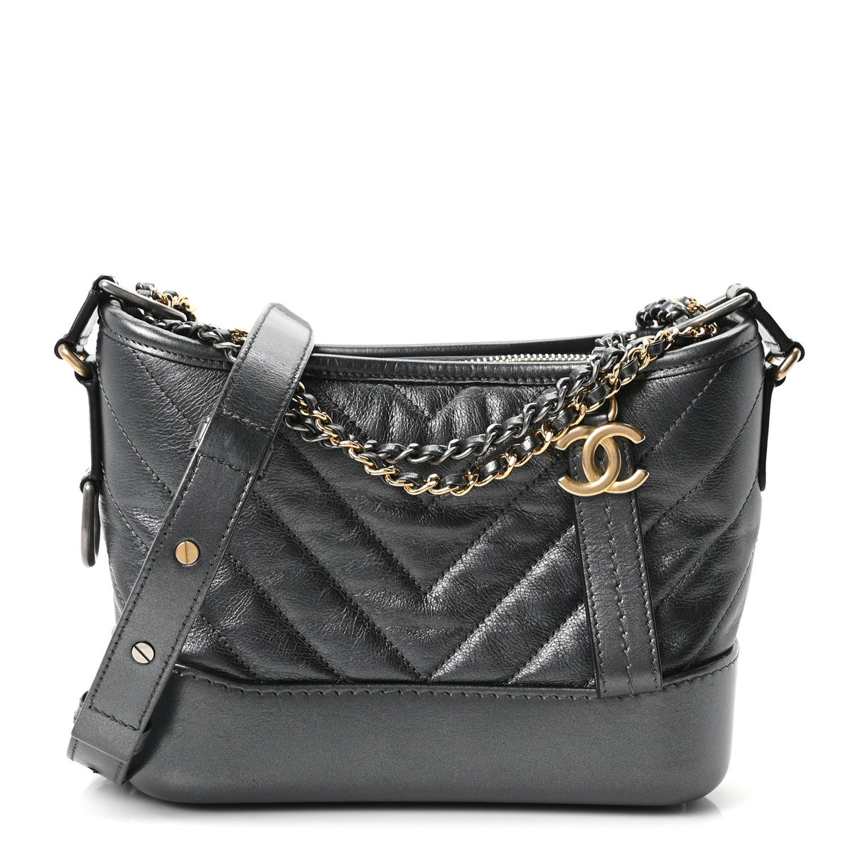 Small Quilted Calfskin Hobo Bag - Grey