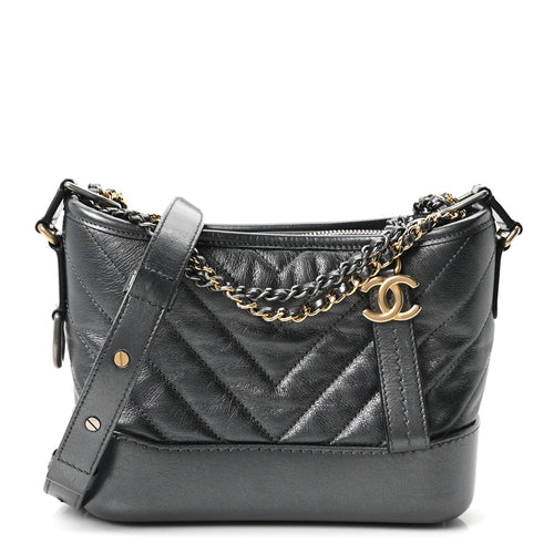 Small Quilted Calfskin Hobo Bag - Grey