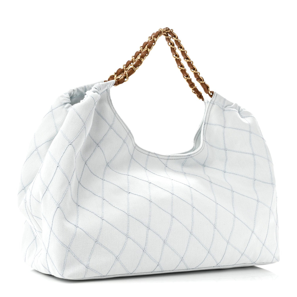 Small Quilted Calfskin Tote Bag - Light Blue