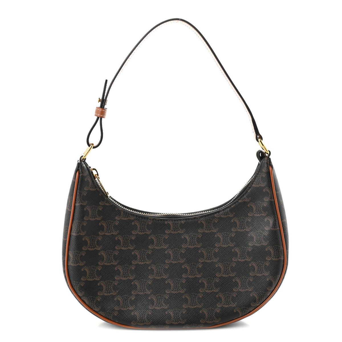 Calfskin Canvas Shoulder Bag - Tan