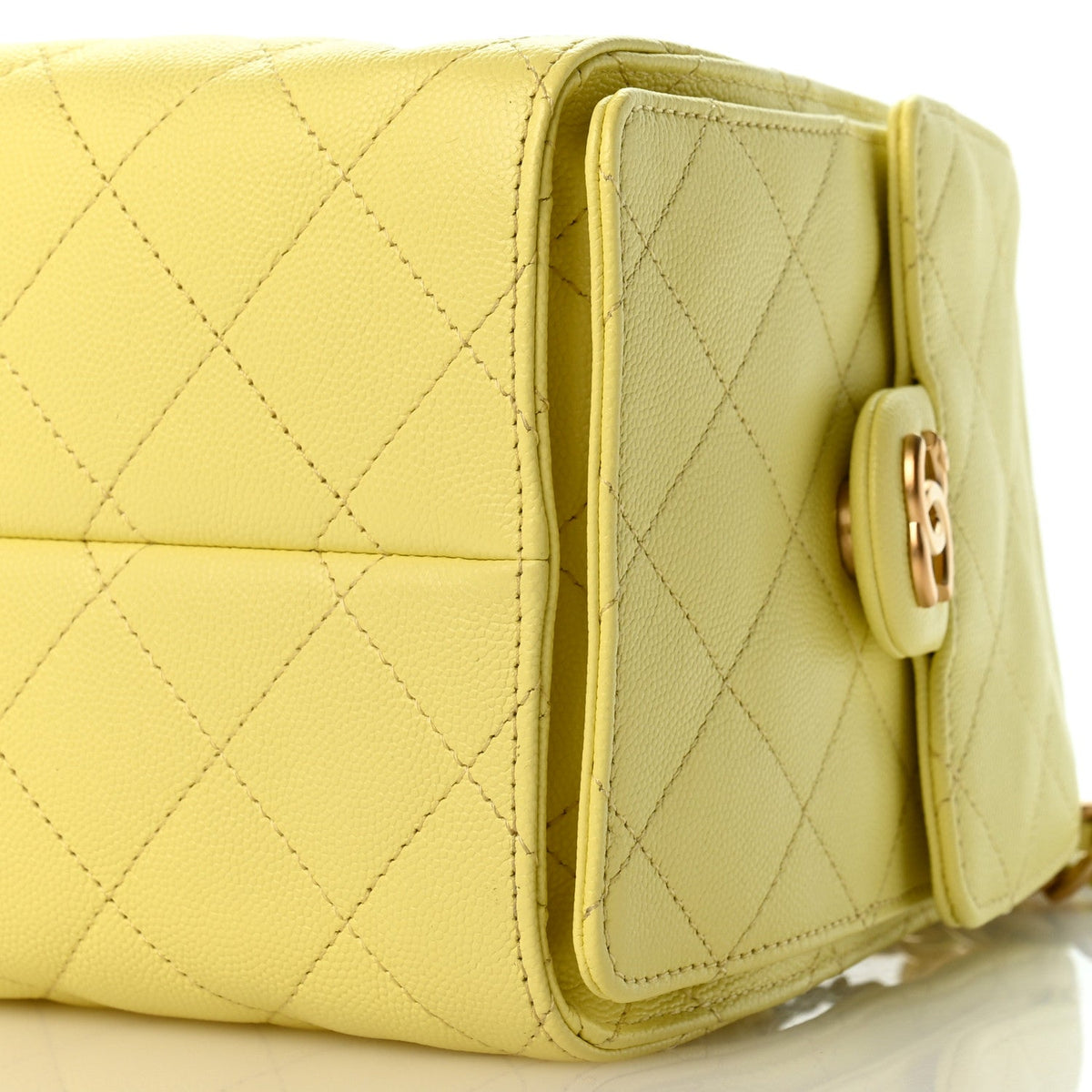 Small Quilted Caviar Handbag - Yellow