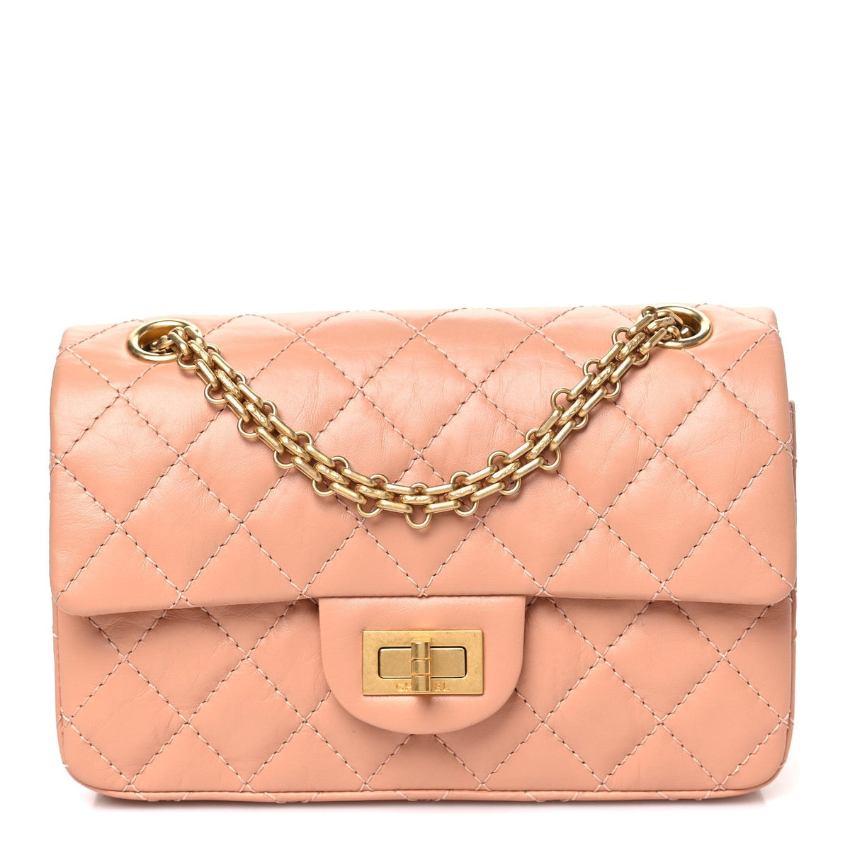 Mini Quilted Calfskin Flap Shoulder Bag - Beige