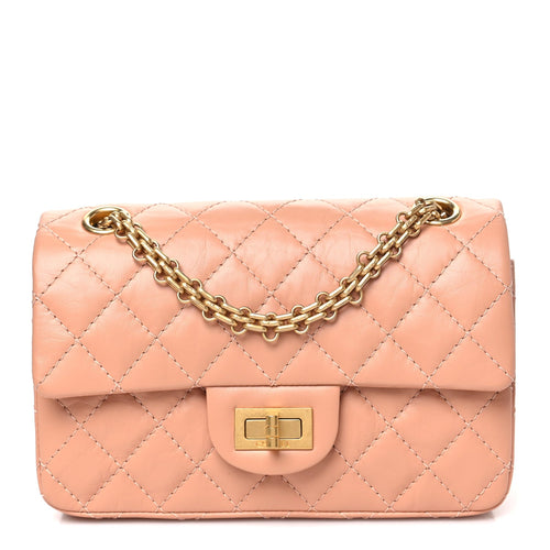Mini Quilted Calfskin Flap Shoulder Bag - Beige
