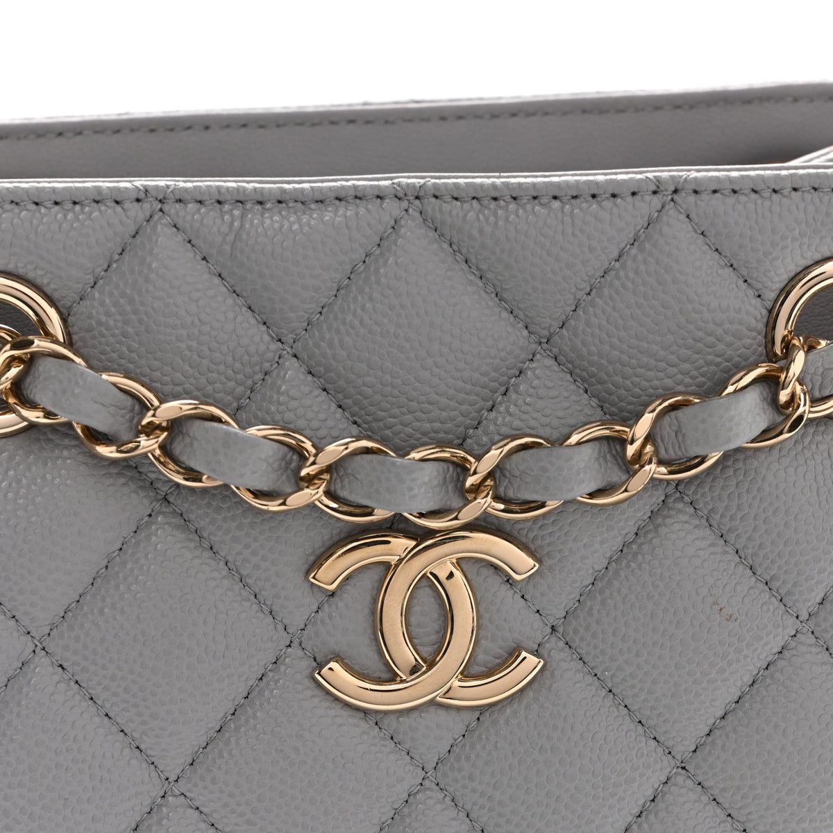Mini Quilted Caviar Bucket Bag - Grey