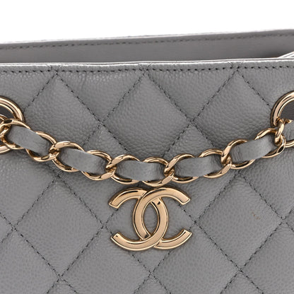 Mini Quilted Caviar Bucket Bag - Grey
