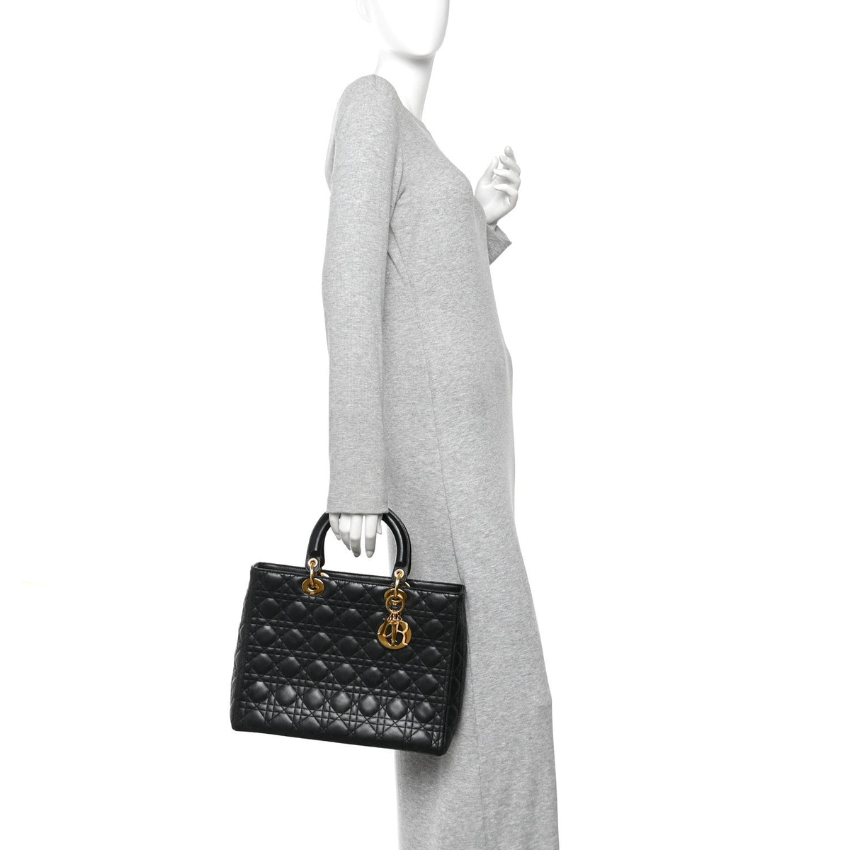 Large Lambskin Handbag - Black