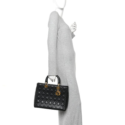 Large Lambskin Handbag - Black