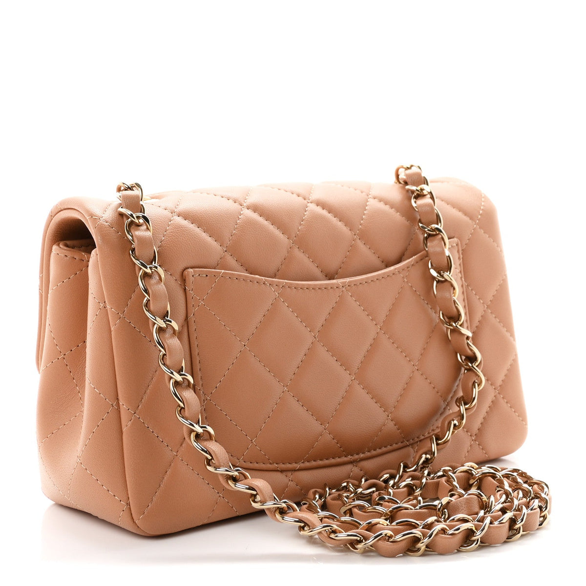 Mini Quilted Lambskin Flap Shoulder Bag - Tan