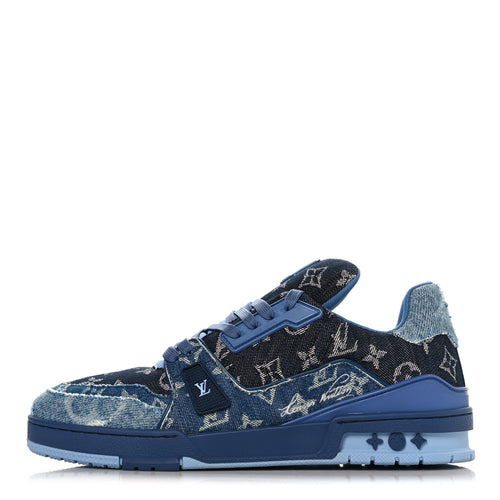 Monogram Denim LV Trainer Sneakers 9.5 Blue