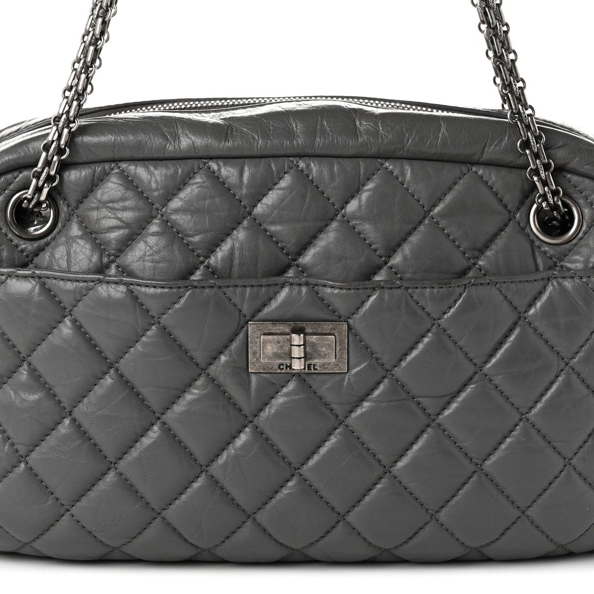 Medium Quilted Calfskin Handbag - Grey