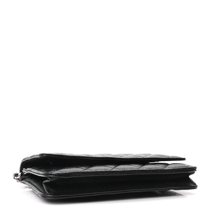 Quilted Caviar Wallet Bag - Black
