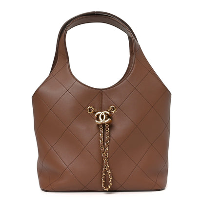 Small Quilted Calfskin Handbag - Brown