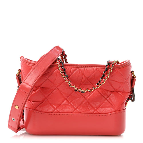 Small Quilted Calfskin Hobo Bag - Red