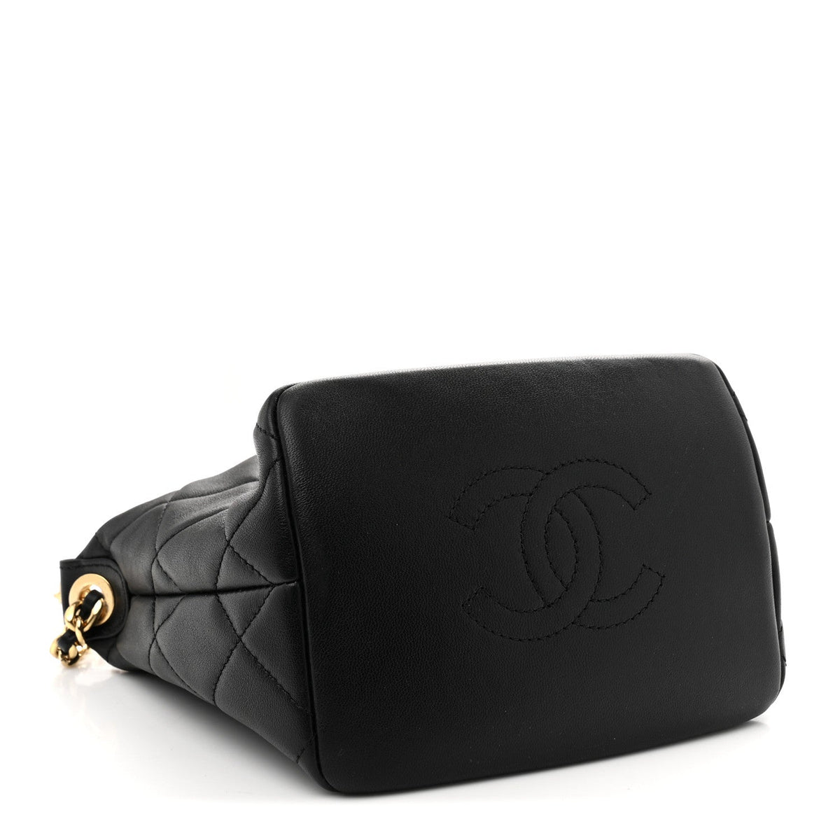 Small Quilted Lambskin Hobo Bag - Black
