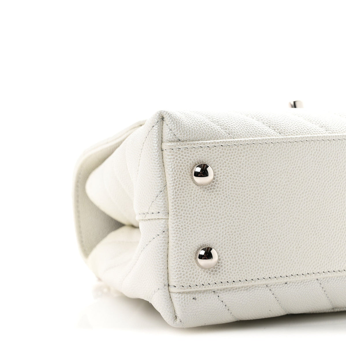 Mini Quilted Caviar Flap Shoulder Bag - White