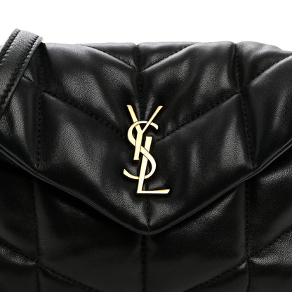 Quilted Lambskin Satchel Bag - Black