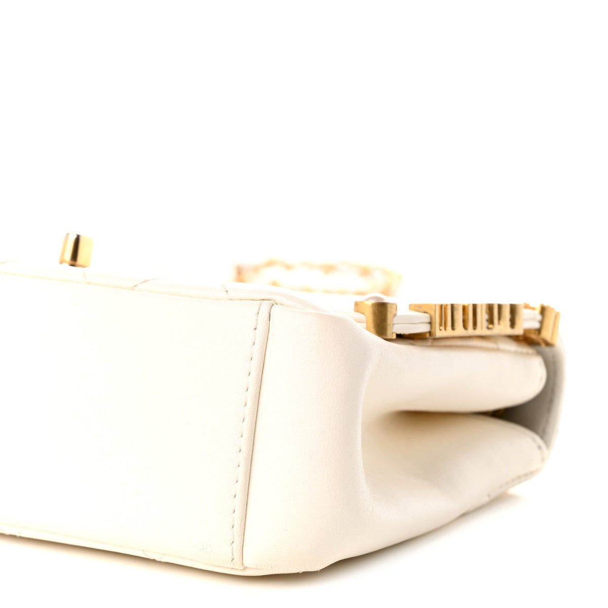 Mini Quilted Lambskin Flap Shoulder Bag - White