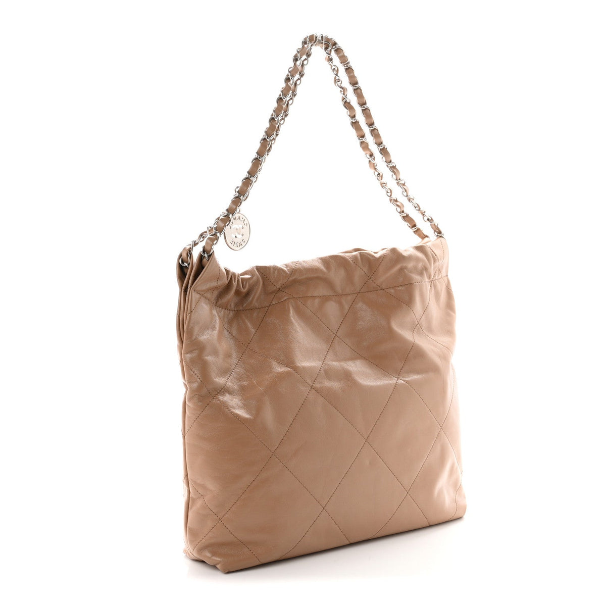 Small Quilted Calfskin Handbag - Beige