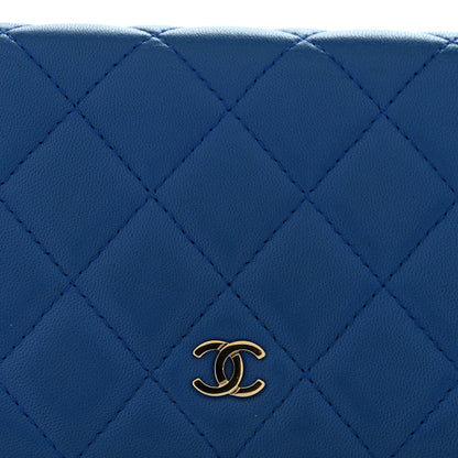 Quilted Lambskin Wallet Bag - Blue