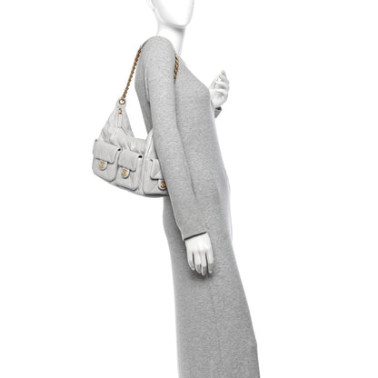 Large Quilted Lambskin Hobo Bag - Grey