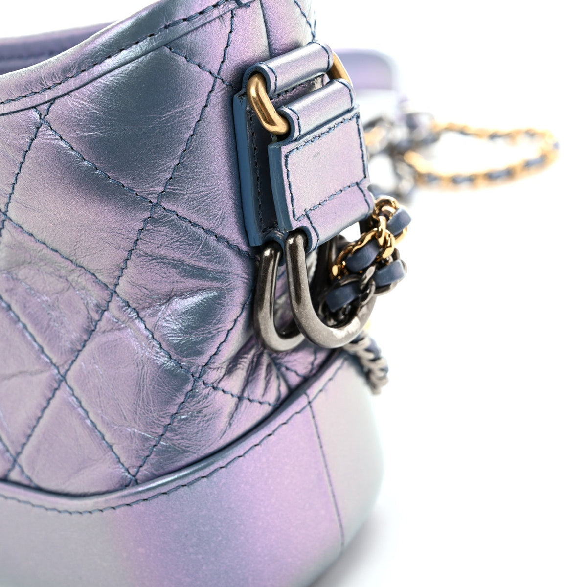 Small Quilted Calfskin Hobo Bag - Blue