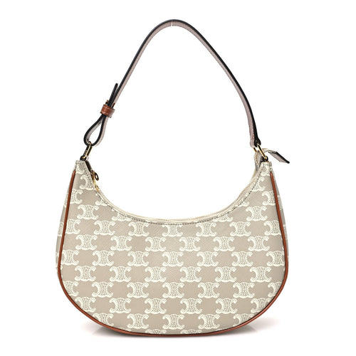 Calfskin Canvas Shoulder Bag