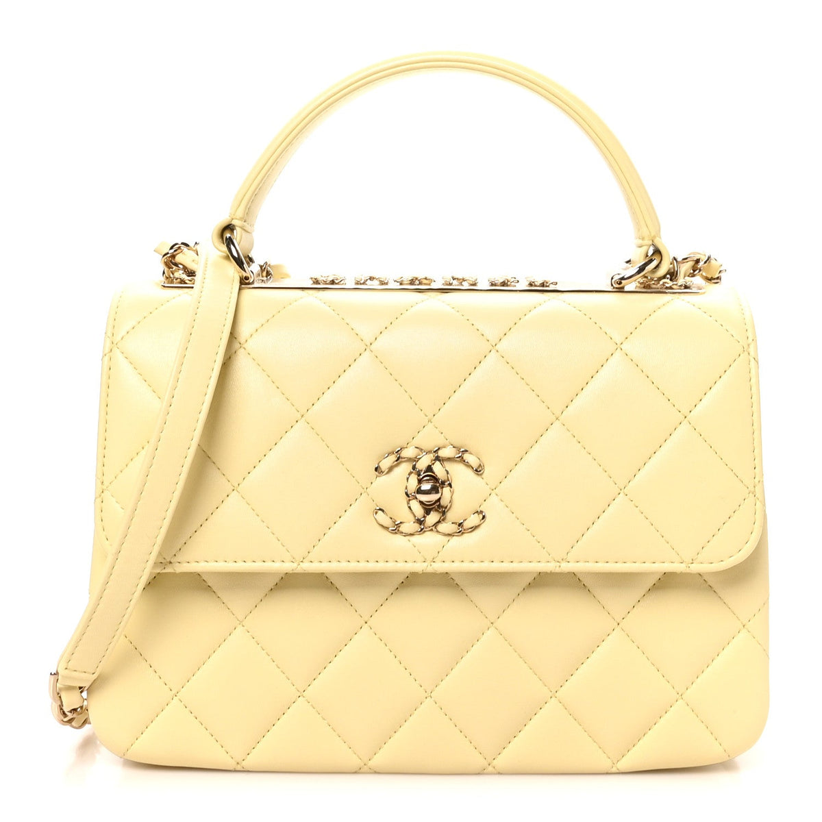 Small Quilted Lambskin Flap Shoulder Bag - Yellow