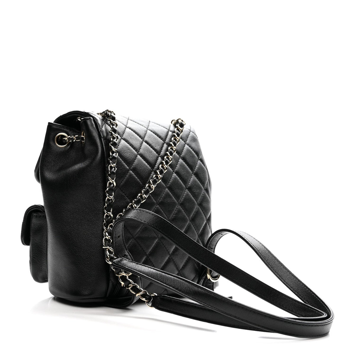 Medium Quilted Caviar Backpack - Black