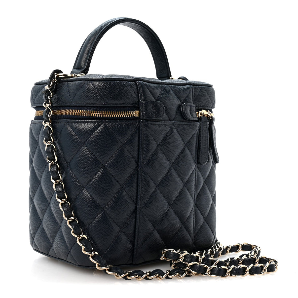 Small Quilted Caviar Handbag - Blue