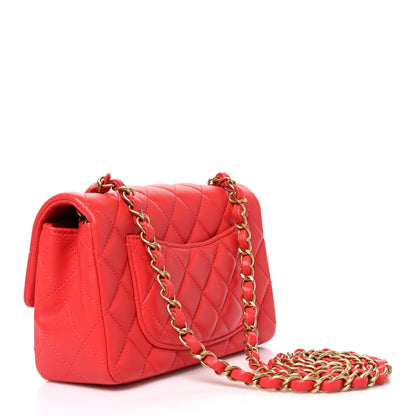 Mini Quilted Lambskin Flap Shoulder Bag - Tan