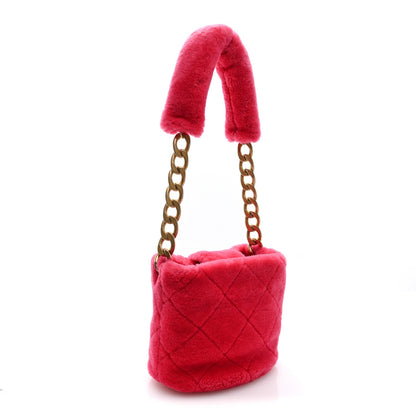 Quilted Shearling Bucket Bag