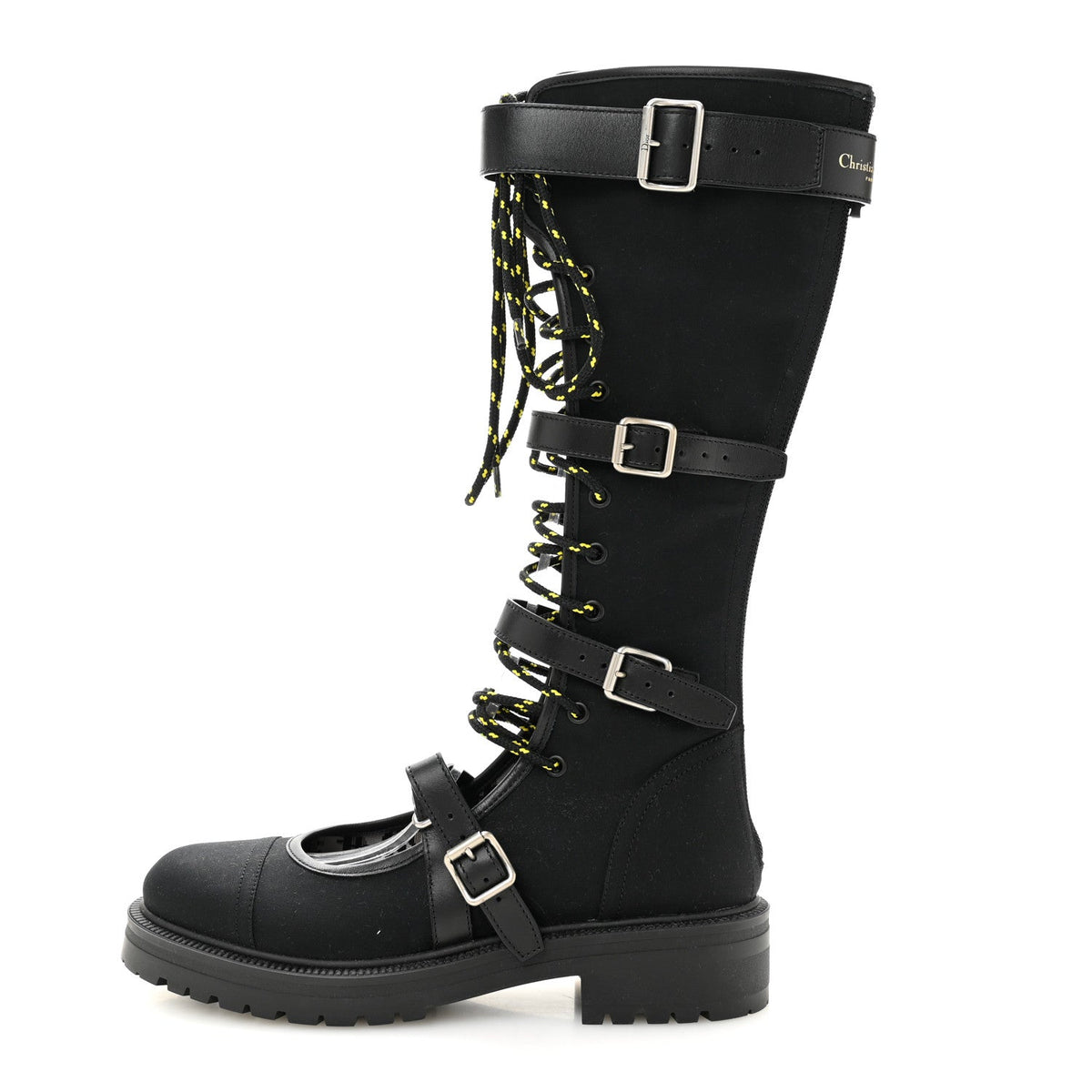 Technical Fabric Anger Lace Up High Boots Black