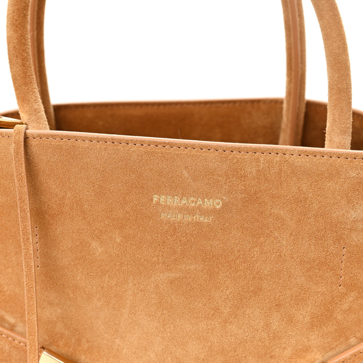 Large Calfskin Suede Handbag - Natural