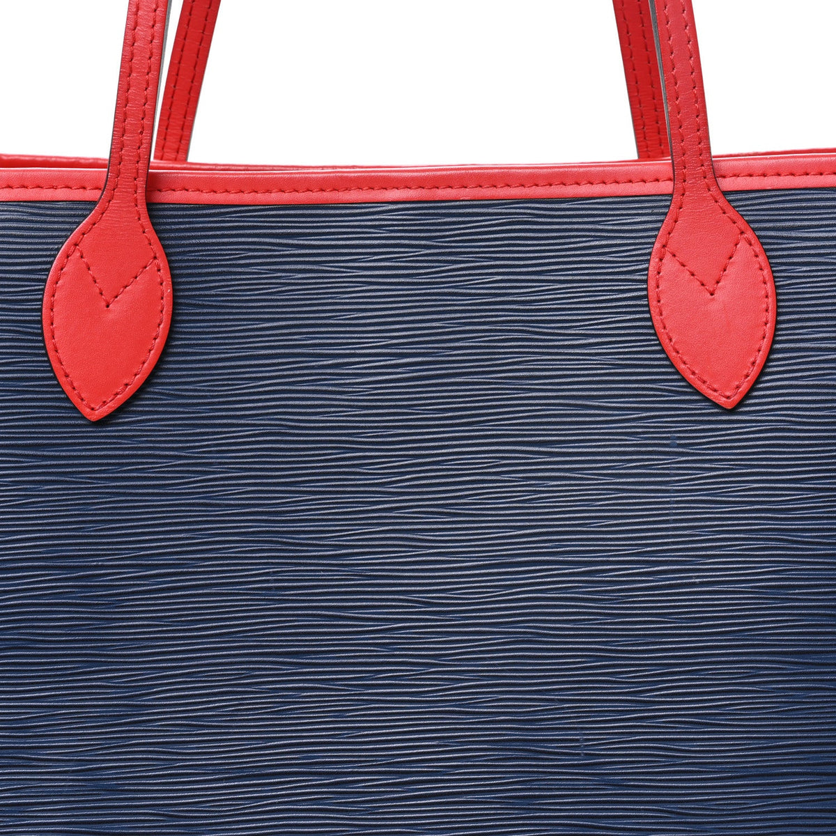 Epi Neverfull Mm Indigo Coquelicot Handbag