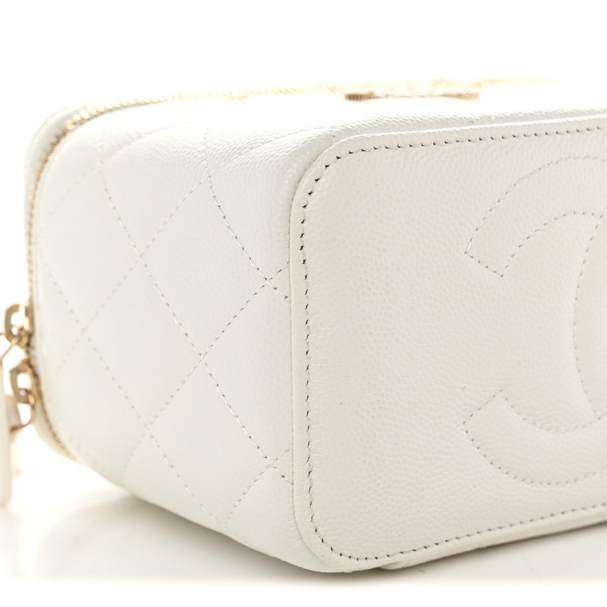 Small Quilted Caviar Handbag - White