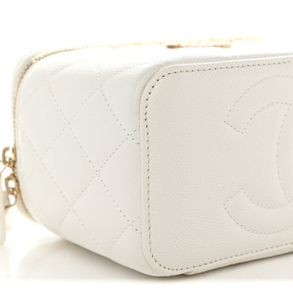 Small Quilted Caviar Handbag - White
