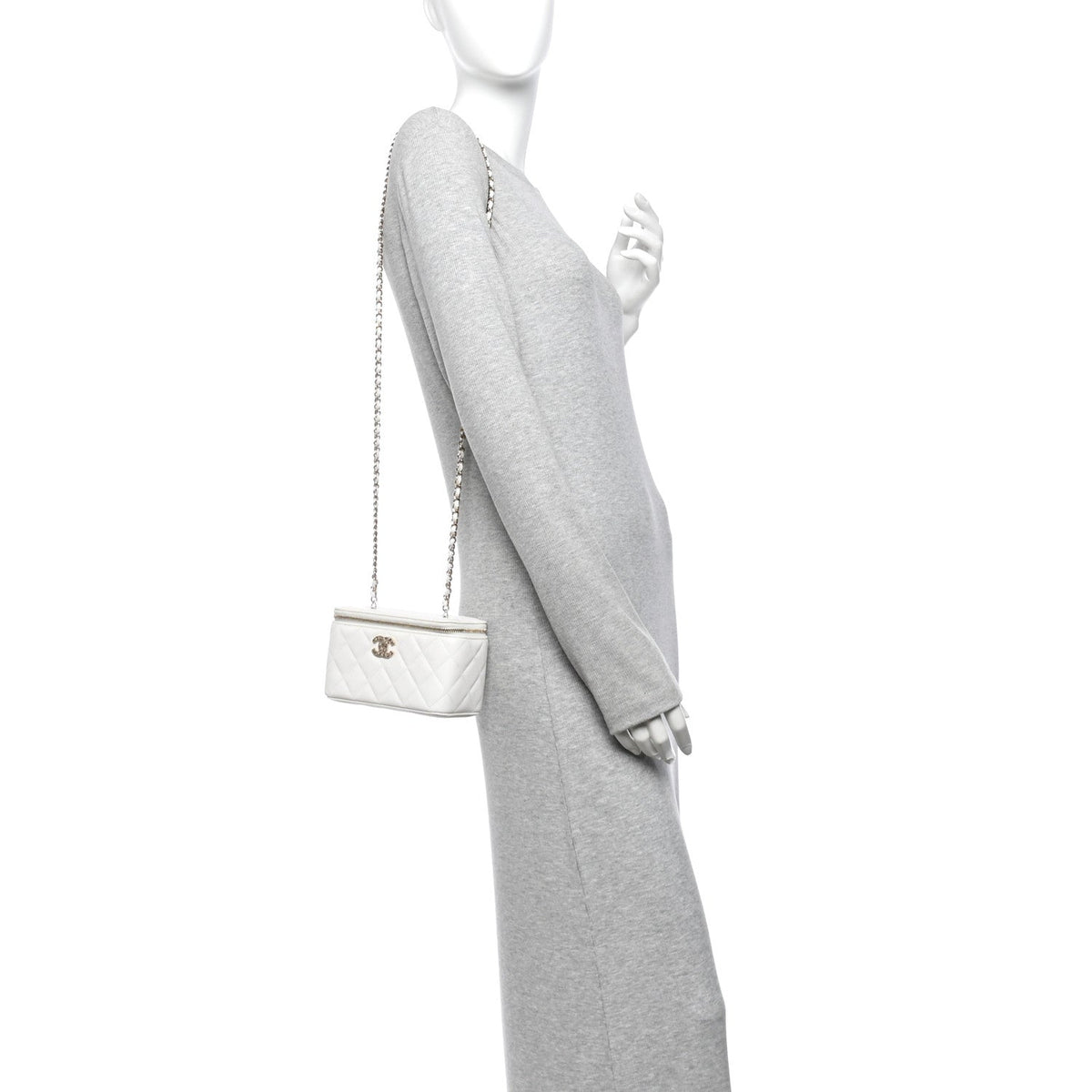Small Quilted Caviar Handbag - White