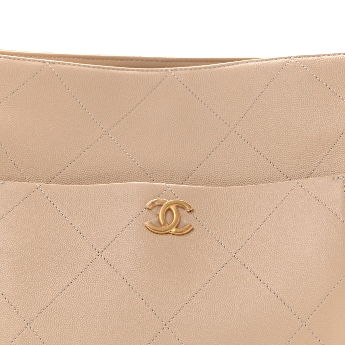 Large Caviar Tote Bag - Beige