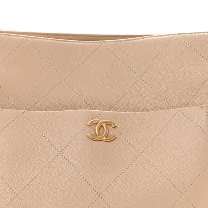 Large Caviar Tote Bag - Beige
