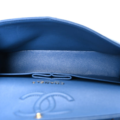 Medium Quilted Caviar Flap Shoulder Bag - Blue