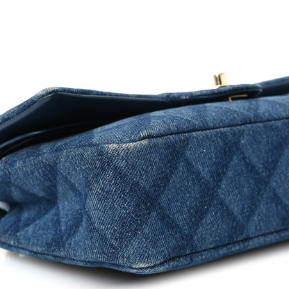 Medium Quilted Flap Shoulder Bag - Blue