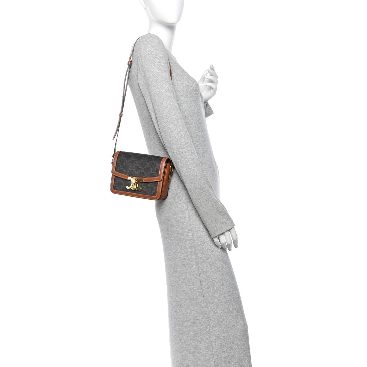 Calfskin Canvas Handbag - Tan